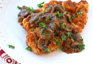 Wiener Jagerschnitzel (veal) with Spatzle and mushroom cream sauce (Pork is ALSO available for a lower price)